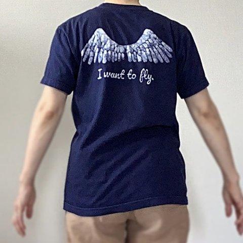 Tシャツ_天使の羽根_サイズ140~160ローケツ染め