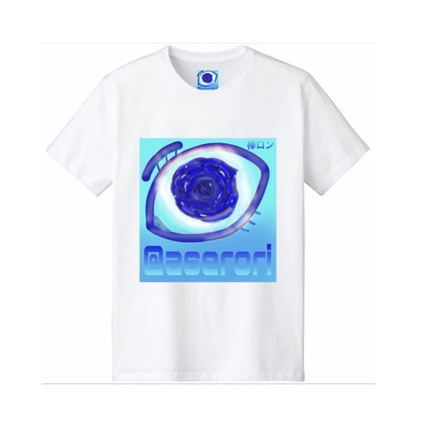 aseroriブルーローズeye with棒ロン手描きプリントTシャツ モード系     