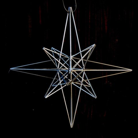 ヒンメリ★「ポラリス」大サイズ スター 星 オブジェ 野外使用可なアルミ製　幾何学オブジェ　シルバー　クリスマスオーナメント