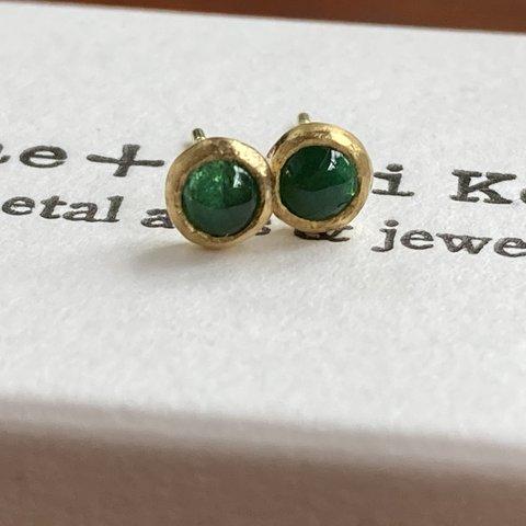 K24 Pure Gold+Emerald 天然エメラルド 3ｍｍ純金スタッドピアス