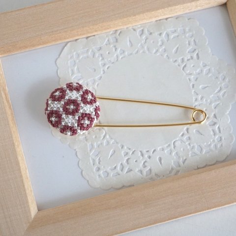 刺繍ストールピン「模様02（パープル）」