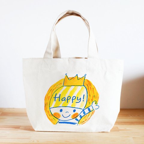 名前が入れられるキッズトートバッグ（Happy!）