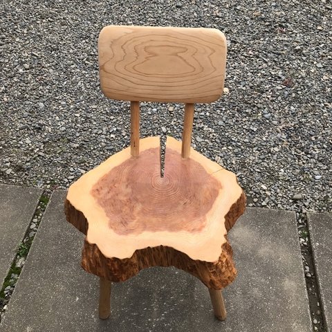 木の丸太椅子　吉野杉無垢　木製　スツール　和室　No.2