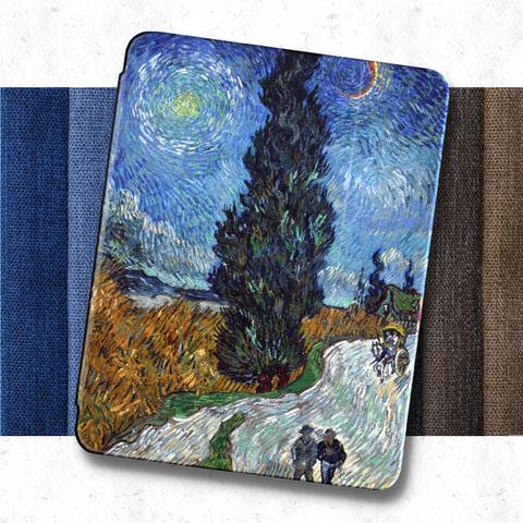 ゴッホ『糸杉と星の見える道』iPadケース