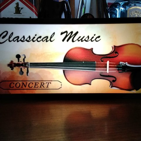 クラシック音楽 バイオリン チェロ コンサート 看板 置物 雑貨 ★LED2wayライトBOX