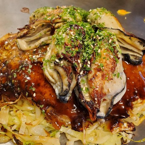 冬季限定⚠広島の牡蠣！牡蠣入りお好み焼き単品＋ミニソース3袋付