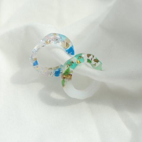 【川から海を守る】earcuff 　milky×green 