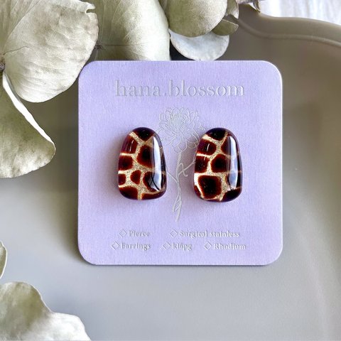 glass trapezoid animal giraffe Earrings