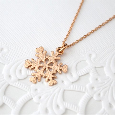 snow crystal necklace (pink gold plating)