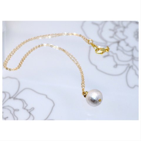 14kgf simple cotton pearl necklace