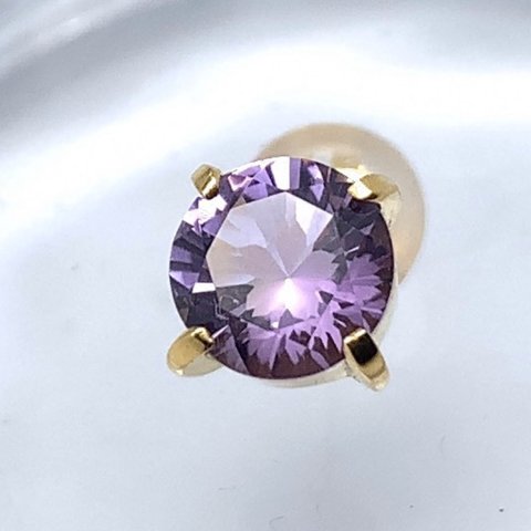 さくらインカット ピアス アメジスト/桜インカット/桜 ピアス メンズ/和風 ピアス ゴールド/着物ピアス/春 ピアス/和装ピアス/和柄 ピアス/K18 天然石/片耳用 セカンドピアス つけっぱなし