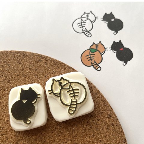 ＊《受注製作》ねこくんとねこちゃんのけしごむはんこ＊