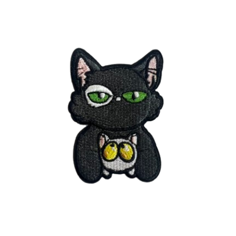 黒猫 ブラック ネコ 猫好き 刺繍ワッペン 1枚