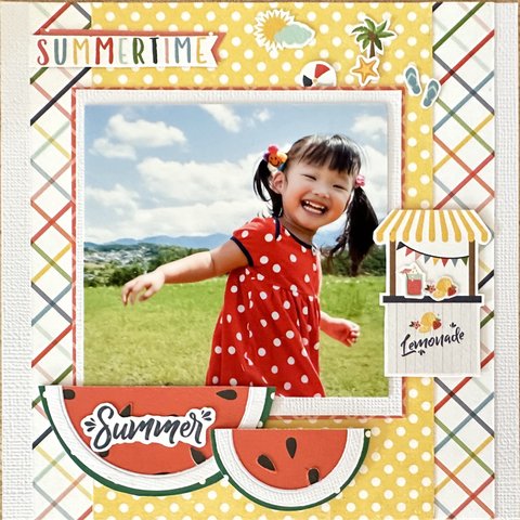 ＊SALE スクラップブッキング 6インチ 完成品  SUMMERTIME  すいか🍉