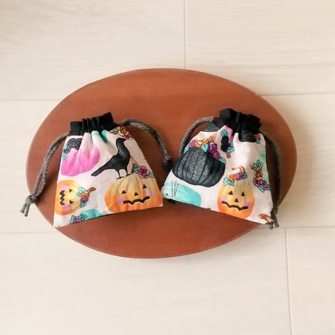 【ミニサイズ】ハロウィン🎃の手のひら巾着 ２点セット