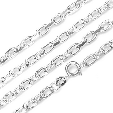 SILVER925 ネックレス あずき2面カットチェーン 3.7mm［純銀］ 40cm【1コ販売】(SVNEK-004-40cm