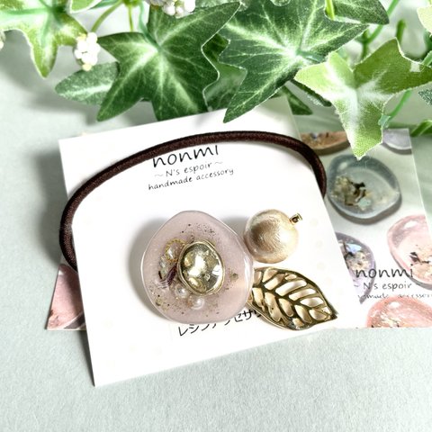 【再販】レジンアクセサリー☆Rose resin☆レジンのヘアゴム☆くすみピンク