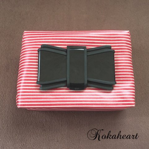 ☆おしりふきケース☆赤☆ヒッコリーデニム☆リボンビタット