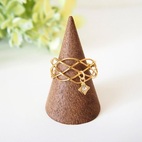 【16KGP】gold mesh ring / リング 指輪 フリーリング フリーサイズ ゴールド メッシュ ワイヤー おしゃれ プレゼント ギフト 母の日  送料無料