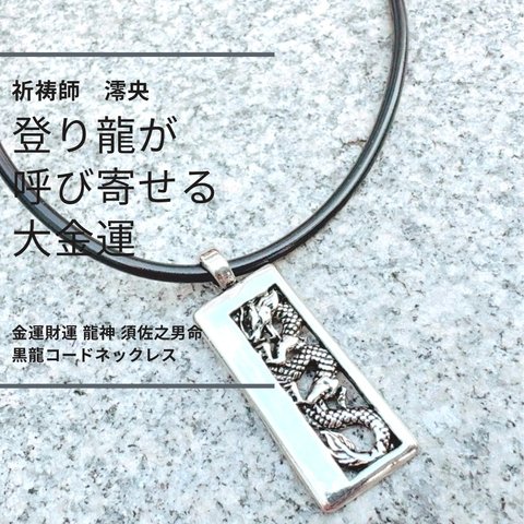 祈祷師 澪央 急成長させる金運財運 龍神 須佐之男命 【開運・金運・財運・成長運】黒龍コードネックレス ユニセックス 男女兼用  運気上昇 成功  出世 お守り 御守り おまじない 叶う 祈祷 霊視