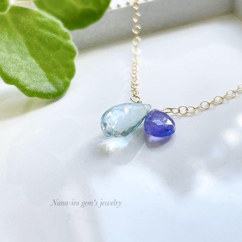 14kgf skybluetopaz × tanzanite necklace