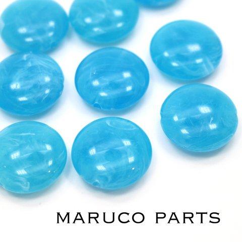 【マーブル天然石調＊フラットラウンド＊10個＊両穴】【17#スカイブルー】ヴィンテージ風◎beads-079-c17-m