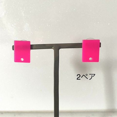 Neon Pink Rectangle Earrings