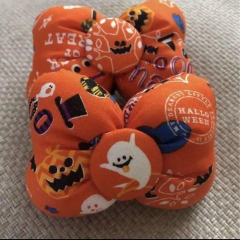 新バージョン！オレンジハロウィン♡リボン♡二個450円♡リボン型ゴム！