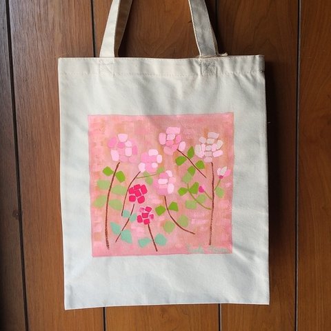 お花のトートバッグ~【ピンクのばら】~花笑う~