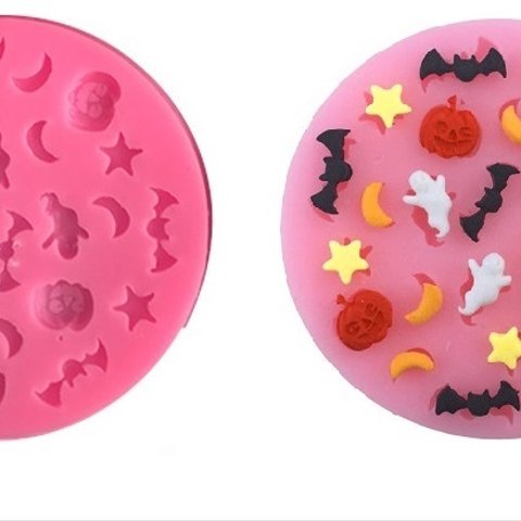 シリコンモールド 1個 ハロウィン おばけ お化け 南瓜 かぼちゃ 星 月 コウモリ レジン 石膏 石鹸 レジン