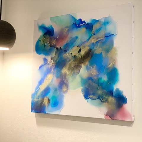 大きいサイズ530×455mm アートパネル アルコールインクアート