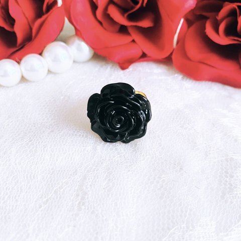 大きな薔薇リング(black)