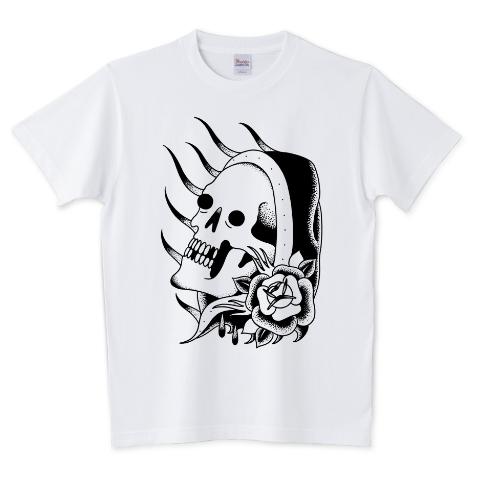 Skull　Rose　Tシャツ　ホワイト　クラシック