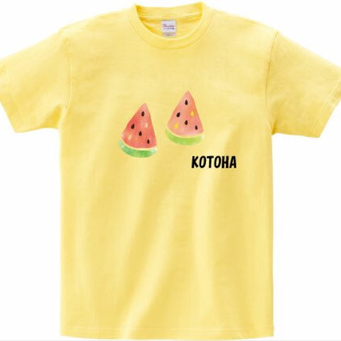 名前入りＴシャツ★すいか《ライトイエロー》