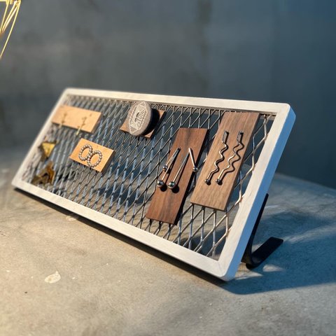 [miniS-size]エキスパンドメタル　木製卓上ディスプレイフレーム