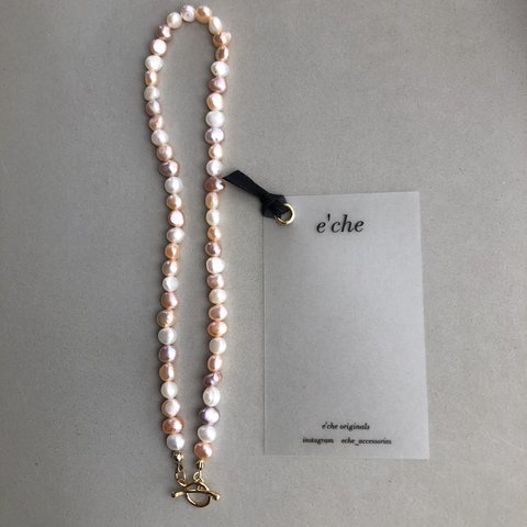 e’che originals fresh water pearl short necklace pink