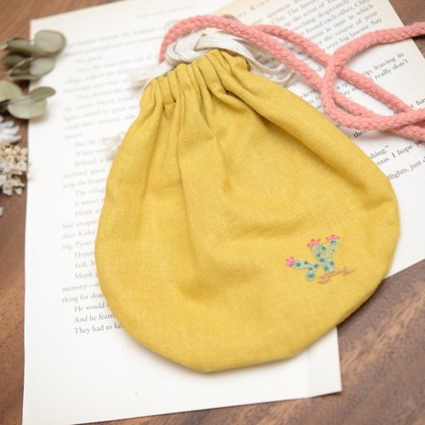 サボテン刺繍ポシェット