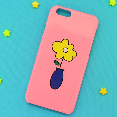 「青い花瓶 黄色い花」iPhone/Android各種 スマホケース