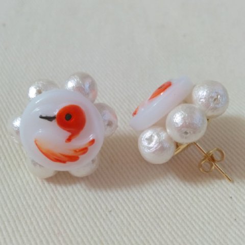 Animal Flowerピアス(Orange Bird)