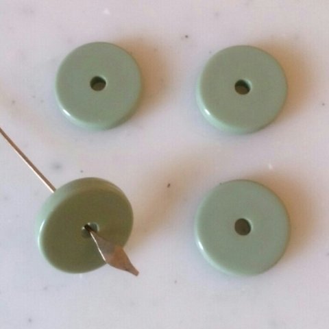Vintage Aloe Green Disc Beads