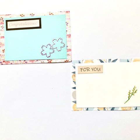 紙刺繍〜桜とミモザのメッセージカード〜③