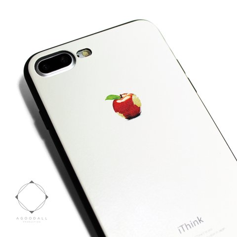 iphone7plusケース/iphone8plusケース（5.5インチ用）軽量レザーケースiphone7plusカバー（ホワイト×ブラック）apple　アップル 赤リンゴ　iphoneケース
