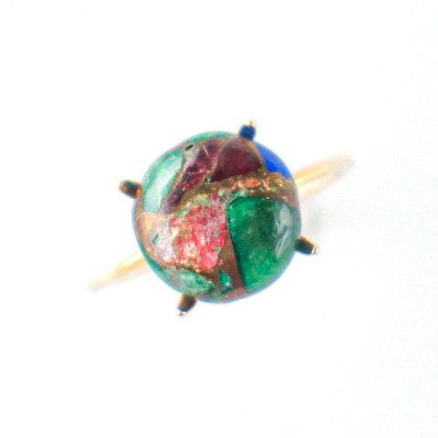 【アートなトルマリン C】天然石 大粒 指輪 フリーサイズ SILVER925 リング ピンク 緑