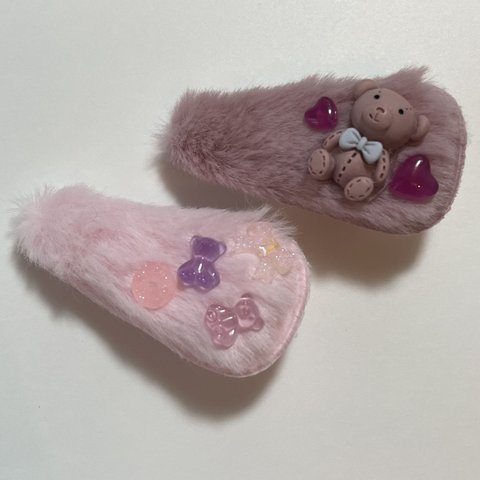 色が変わる！ふわふわくまちゃんクリップセット🧸♡