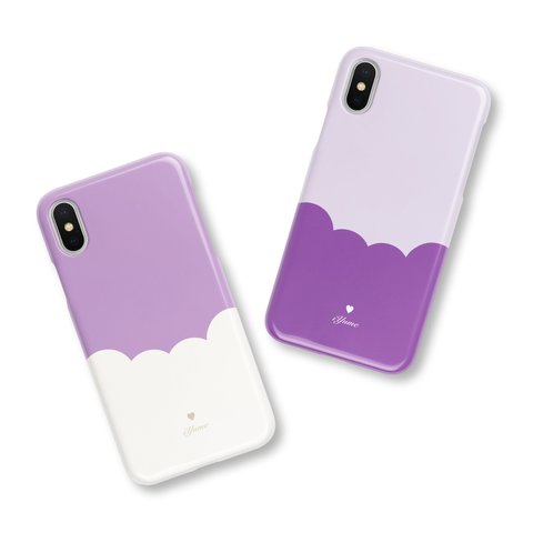 バイカラー＊Violet　名入れ ハードケース iPhone14 11Pro XR Xperia Galaxy ARROWS スマホケース