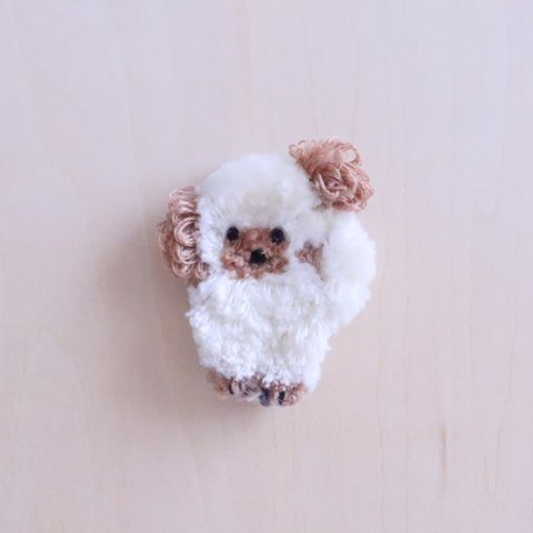 【SALE】ふわ犬刺繍マグネット＊ホワイトブラウン