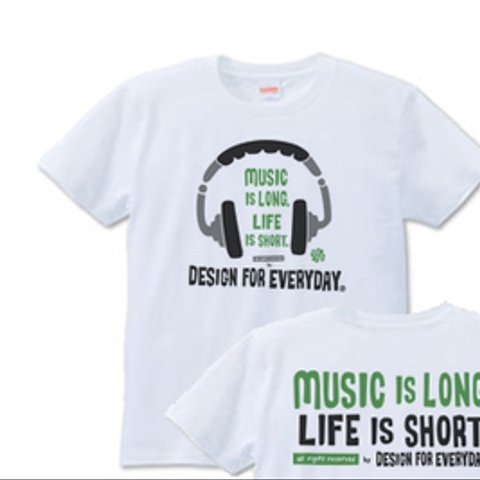 【再販】ヘッドホン～Music is long,Life is short.～　S～XL　　Tシャツ【受注生産品】