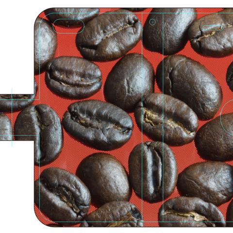 即納送料無料 iPhoneケース 手帳型 コーヒー豆 赤 お腹が減るケース