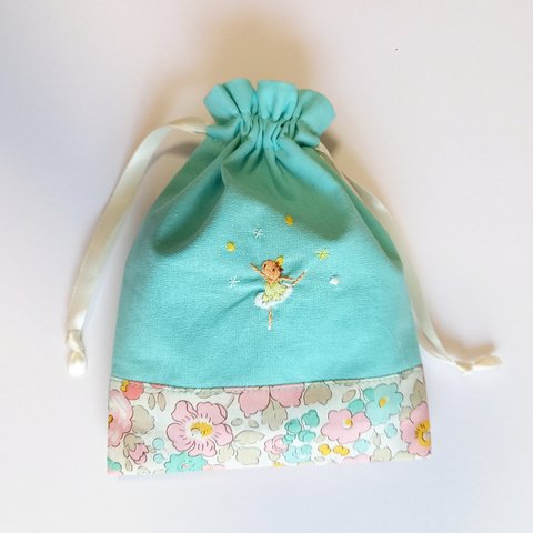 バレリーナ刺繍　巾着(イエローチュチュ×Betsy)