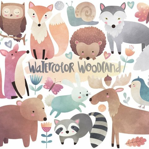 イラスト素材・Watercolor Woodland デジタルコンテンツ 